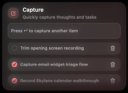 Quick Capture widget