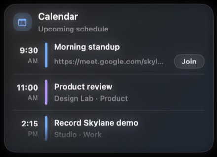 Calendar widget